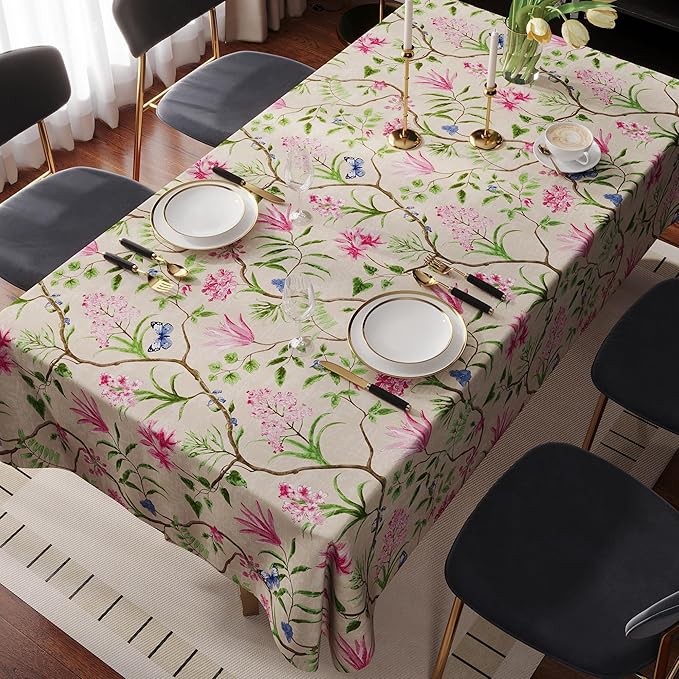 Square Table Cloth,100% Waterproof Tablecloth Oil Proof Spill Proof Vinyl Table Cloth, Wipe Clean Plastic Table Cover for Dining, Camping, Indoor and Outdoor 54" x 54",Pink