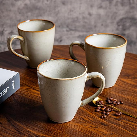 MONITO 17 OZ Coffee Mugs Set of 6, Large Ceramic Coffee Mugs,Modern Coffee Mugs Set with handle for Tea/Latte/Cappuccino/Milk/Cocoa, Funny Tea Cups for Office and Home (Gray-yellow)