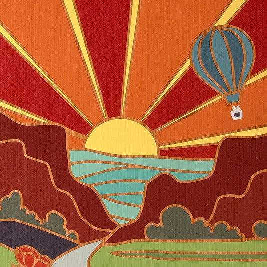 Totally Bamboo New Mexico State Shaped Cutting Board and Charcuterie Serving Platter with Artwork by Summer Stokes, Includes Hang Tie for Wall Display