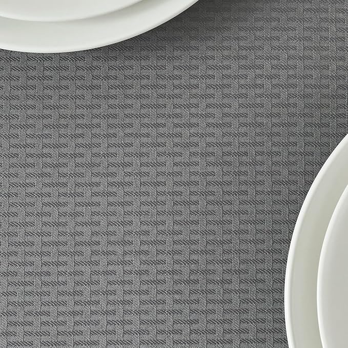 maxmill Square Jacquard Tablecloth Waterproof Spillproof Wrinkle Resistant Soft Weaved Design Table Cloth for Dinner and Party Fabric Cover, Indoor and Outdoor Use, 60 x 60 Inch, Charcoal Gray