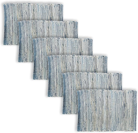 C&F Home Denim Rag 100% Cotton Vintage Boho Placemats 13" x 19" All Seasons Summer Farmhouse Country Beach Coastal Nautical Kitchen Dining Dinner Table Tabletop Table Mats Versatile Decor Decoration