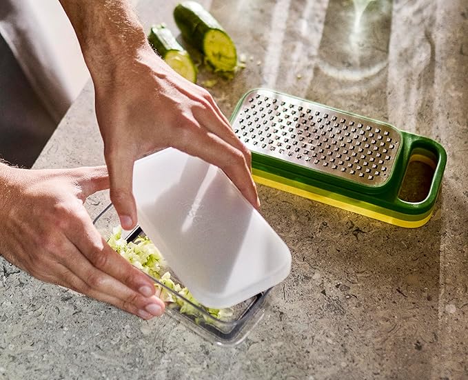 Joseph Joseph Multi-Grate & Store Cheese Grater & Zester Set, 3-in-1 Box Grater with Food Storage Container