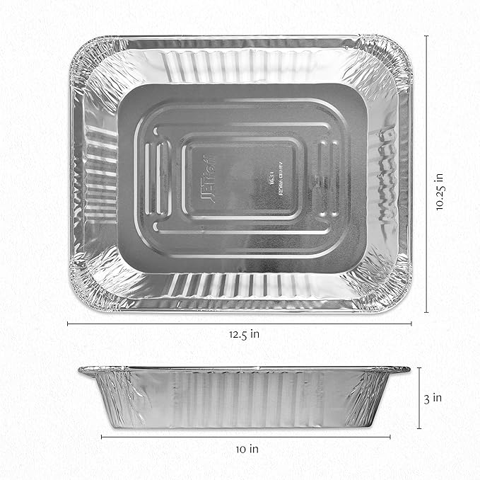 PLASTICPRO Disposable 9 x 13 Aluminum Foil Pans Heavy Weight Half Size Deep Steam Table Bakeware - Cookware Perfect for Baking Cakes, Bread, Meatloaf, Lasagna (100)