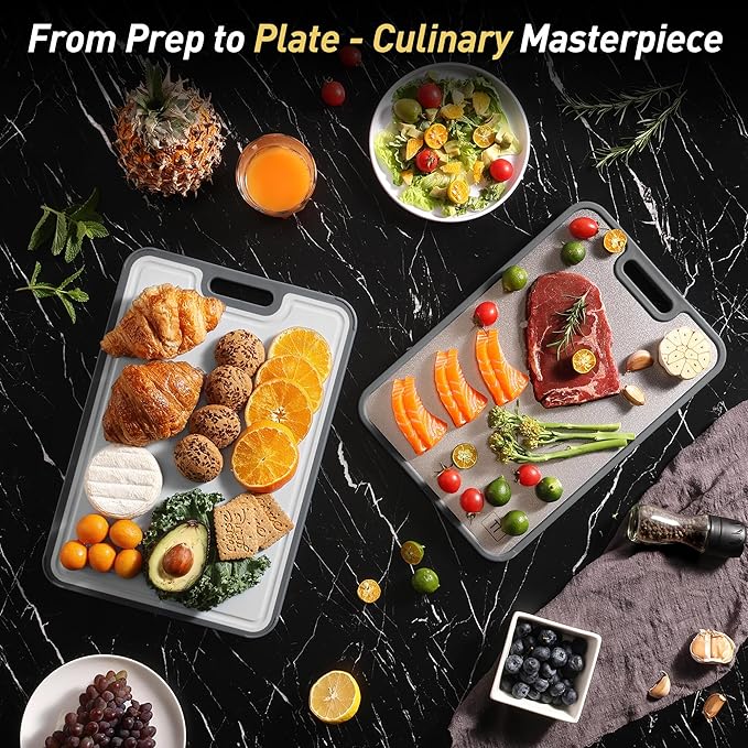 2 in 1 Pure Titanium Cutting Boards for Kitchen Chopping Board with Handle Large Big Small Kitchen Meat Butcher Block Not Stainless Steel Wood Bamboo Glass Rubber Plastic Silicone Acrylic Teak Sink