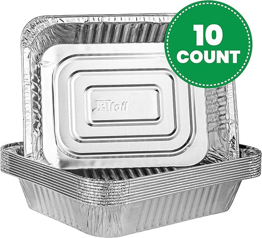 PLASTICPRO Disposable 9 x 13 Aluminum Foil Pans Half Size Deep Steam Table Bakeware - Cookware Perfect for Baking Cakes, Bread, Meatloaf, Lasagna Pack of 10