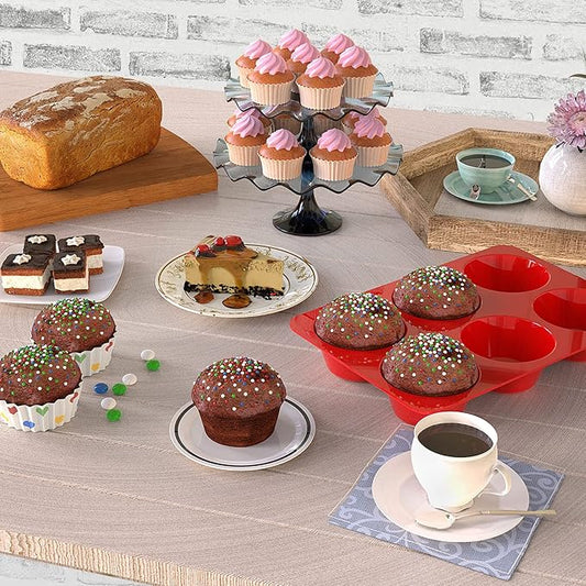 SILIVO 2 Pack Jumbo Muffin Pan - 6 Cup Nonstick Large Muffin Pans for Homemade Muffin and Cupcake