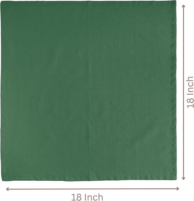 FINGERCRAFT Dinner Cloth Napkins, Cotton Linen Blend Mitered Corner Napkins Cloth 12 Pack Natural Premium Quality for Every Day Use, Parties, Weddings, 18x18 inch Christmas Special Color Eden Green