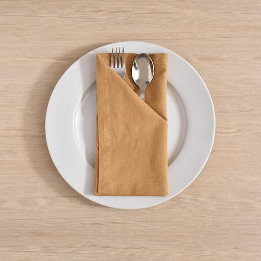 Fingercraft Cloth Napkins, Cotton Linen Blend,12 Pack Easter Special,Beige Premium Quality, Mitered Corners for Restaurant Home Every Day Use Napkins are Pre Shrunk and Good Absorbency Khaki Beige