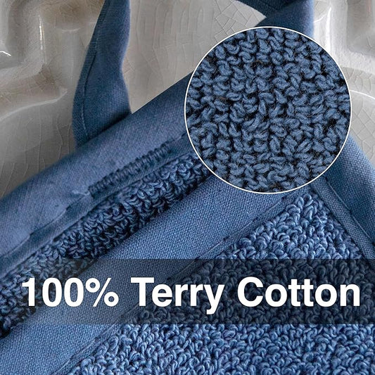 RITZ Terry Pocket Mitt & Hot Pad: Unparalleled Heat Resistant, Durable 100% Cotton – Ergonomically Designed for Optimal Grip – Easy-Care Machine Washable – 4-Pact, Federal Blue