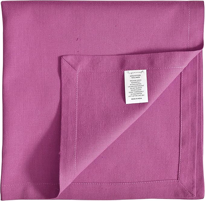 Cloth Napkins Dinner Washable Set of 4 in Cotton Linen Fabric Premium Quality, Mitered Corners for Reusable Every Day Use Pre Shrunk and Good Absorbency Christmas Cloth Napkins (Pack of 4, Magenta)