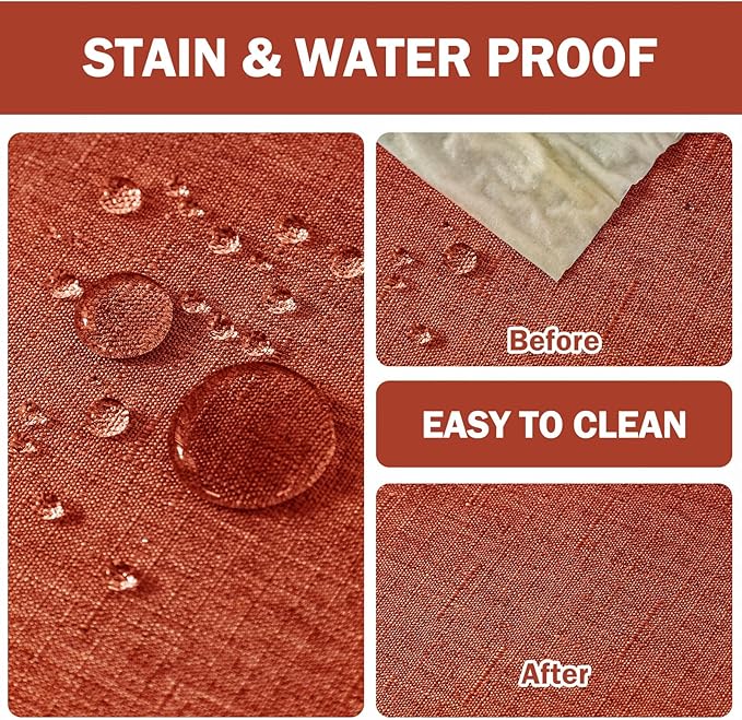 AUSSPVOCT Faux Linen Fall Table Cloth Rectangle Table 52x70 Water Resistant Spill-Proof Wipeable Wrinkle Free Fabric Tablecloth Rectangular Dining Cover for Birthday Party Farmhouse Outdoor Kitchen