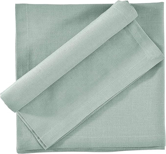 FINGERCRAFT Cloth Napkins, Cotton Linen Mitered Corner Soft Durable Washable Napkins Cloth 12 Pack, 20x20 inch Premium Quality for Home Hotel Parties Christmas Wedding Dinner Aqua