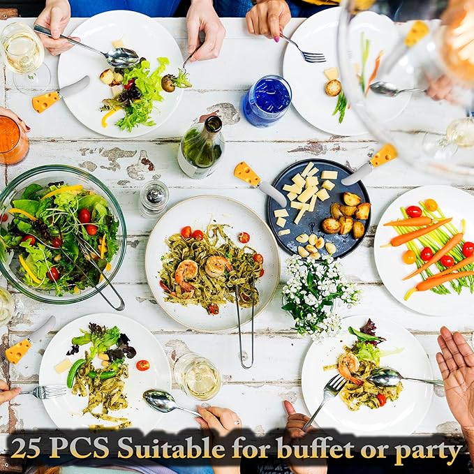 25 Piece Cheese Butter Spreader Set, Stainless Steel Cheese Knife Set, Mini Stainless Steel Cheese Knife, Party Wedding Christmas Cheese Accessories (Cheese Shape)