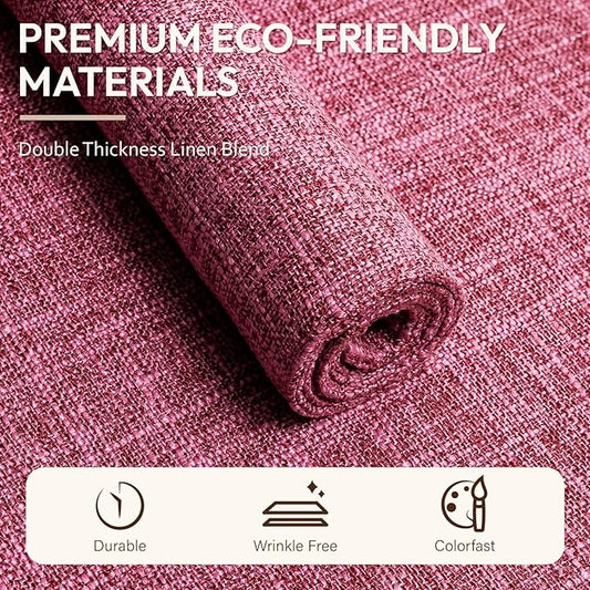Blue Forest Placemats Set of 8, Dual-Layered Thickened Faux Linen Cloth Place Mats Heat Resistant Machine Washable Wrinkle Free Table Mats Indoor/Outdoor (Hot Pink)