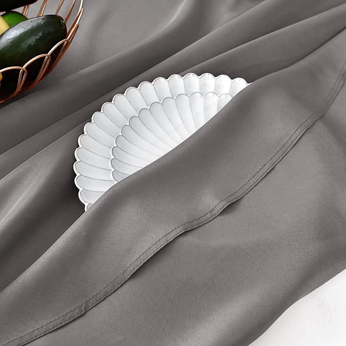 MEANMOY 2 Pack Grey 210 GSM Water & Stain Resistant Round Tablecloth - Solid 70 Inch Circle Table Cloth Cover in Wrinkle Free Washable Wipe Clean Polyester for Wedding, Party, Banquet (2 Pcs)