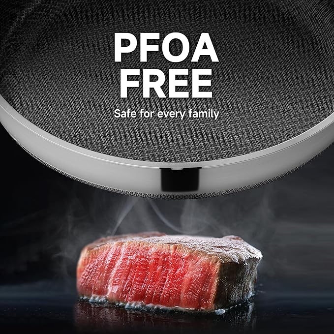LOLYKITCH 7 QT & 12 Inch Ceramic Nonstick Pan Set – Tri-Ply Stainless Steel Large Sauté Pan with Lid & Frying Pan – Removable Handle for Easy Storage, PFOA-Free, Induction & Oven Safe
