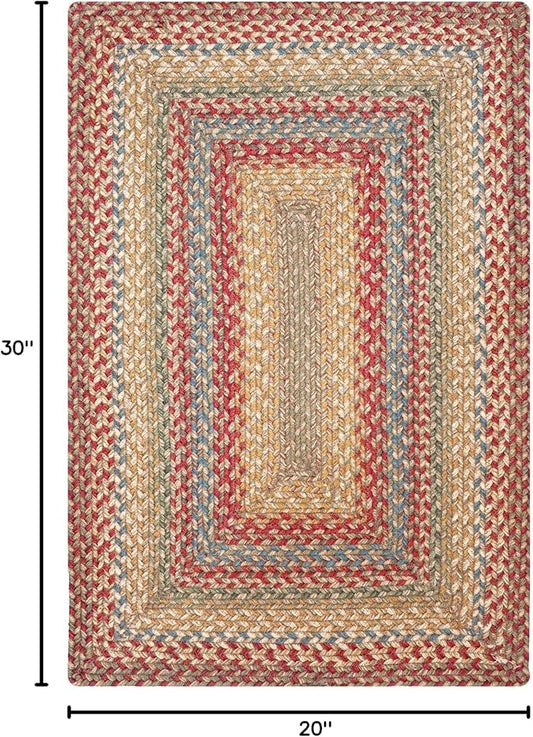 Azalea Jute Braided Kitchen Rugs 20x30 - Multicolor Braided Rugs for Primitive Country Kitchens & Entryways, No-Shed Jute, Durable, Pet Friendly & Easy to Maintain