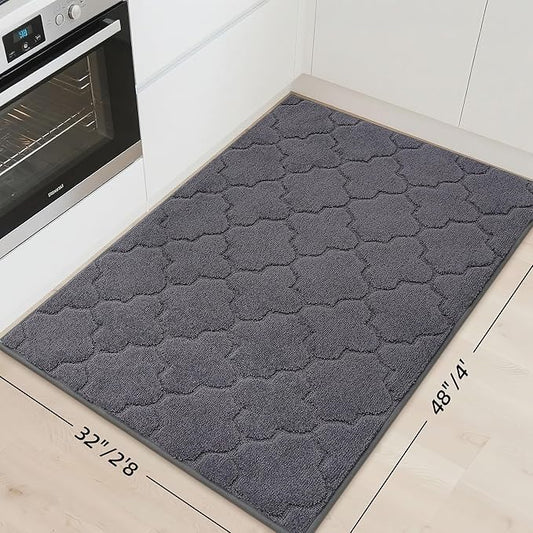 COSY HOMEER Kitchen Rugs 32"x48" Non-Slip Washable Kitchen Mats for Floor Absorbent Kitchen Carpet Soft Rugs for Kitchen,Sink Mat,Entrance,Area Rug,Dark Grey