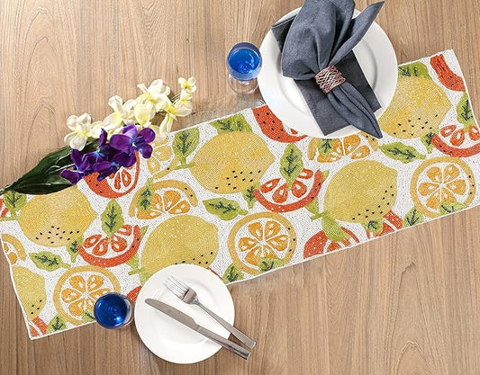 Elegant Handcrafted Beaded Runner 36 inch - 13x36 Inch Decorative Accent with Glass Beads & Durable Polyester Backing for Farmhouse, Bridal, & Holiday Décor (Multi) - ALPHA Living HOME