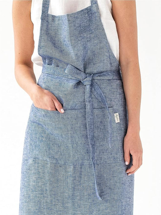 MagicLinen 100% Linen Apron - Cooking, Gardening, Grilling, Painting Apron with Pockets - Perfect for Women and Men
