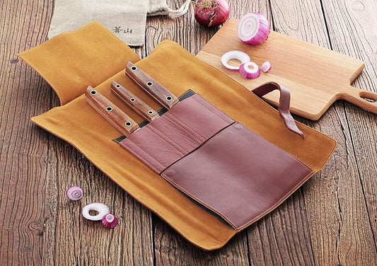 Cangshan W Series 59953 4-Piece Leather Roll Knife Set