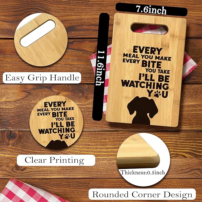 FONDCANYON Dog Mom & Lover Gifts - Every Meal Kitchen Bamboo Cutting Board Decor