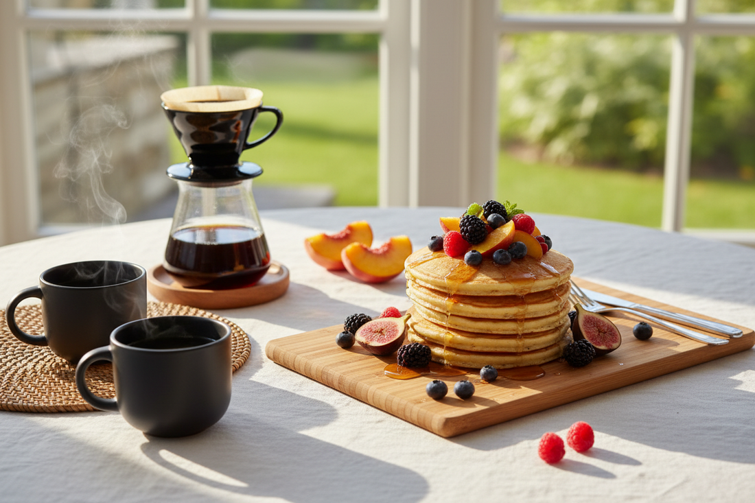 The Lazy Saturday Breakfast: A Slow Morning with Pancakes, Fruit & Good Coffee