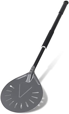 Newmeto Pizza Turning Peel - 9 Inch Aluminum Perforated Pizza turner with 33 Inch Long handle Lightweight, Metal Pizza Peel for Outdoor Pizza Oven Accessories
