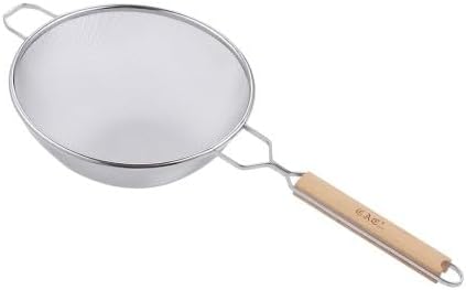 CAC China SSTR-10D Double Mesh Strainer with Wood Handle 10 1/4"