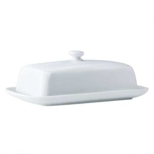 Mikasa Chalk Porcelain Butter Dish, Labelled, White