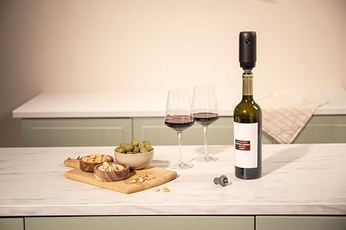 Vacu Vin Electric Wine Saver with 2 Vacuum Bottle Stoppers – Automatic Wine Preserver Pump – Rechargeable Wine Sealer – Airtight Vacuum Seal – Keeps Wine Fresh Longer with One-Touch Operation