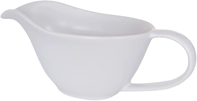 Sizikato Classic Matte Pure White Porcelain Easy Pour Gravy Sauce Boat Creamer Pitcher. 7 Oz