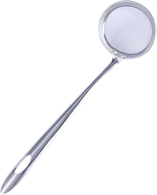 3inch Stainless Steel Fat Skimmer Spoon Fine Mesh Food Strainer Hot Pot Fat Strainer with Long Handle for Skimming Grease and Foam,Oil Filter