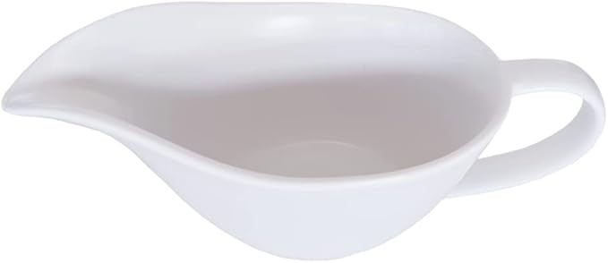 Sizikato Classic Matte Pure White Porcelain Easy Pour Gravy Sauce Boat Creamer Pitcher. 7 Oz