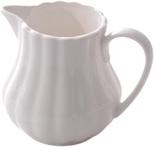 Sauce Boat Ceramic Coffee Milk Pitcher Floral Color Sauce Pot Gravy Boat With Handle Milk Pitcher(White)
