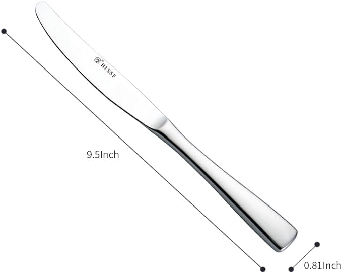 Dinner knife 6 Pieces Stainless Steel Butter Knife Set, Hollow Square Handle, Silver