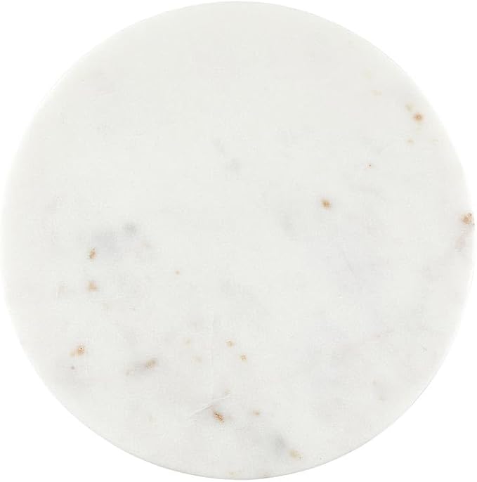 Santa Barbara Design Studio Marble Serving Board Strong Stone Round Footed Tray, 8" Diameter, White