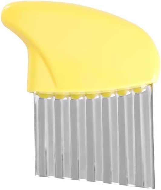 1pc Yellow Crinkle Cutter,Strong and Long-Lasting Stainless Steel Potato Carrot Chip Vegetable Crinkle Wavy Chopper Cutter,Fry Slicer Kitchen Gadget For Home Kitchen Camping,Mandolines and Slicers