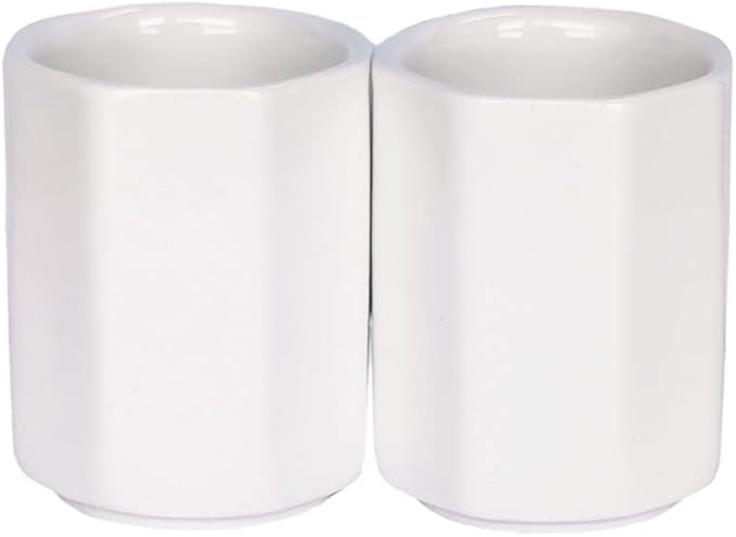 Sizikato 2pcs Simple Pure White Octagon Ceramic Toothpick Holder.