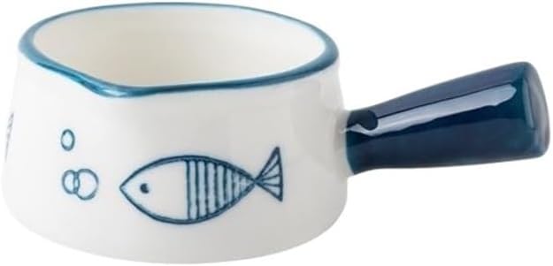 gravy boat set Mini Milk Pitcher With Handle Household Ceramic Pointed Mouth Sauce Pot Coffee Creamer Container gravy boat with lid(Blue)