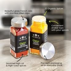 The Spice Lab Ultimate Organic Spices and Seasonings Set - 24 French Jars Starter Spice Kit for Cooking, Grilling & BBQ - Variety Pack with Unique Glass Jars - Gourmet Seasoning Gift Set for All Chefs