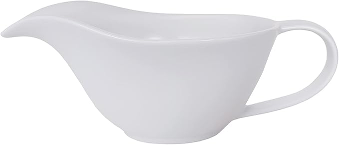 Sizikato Classic Matte Pure White Porcelain Easy Pour Gravy Sauce Boat Creamer Pitcher. 7 Oz