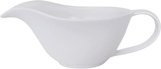 Sizikato Classic Matte Pure White Porcelain Easy Pour Gravy Sauce Boat Creamer Pitcher. 7 Oz