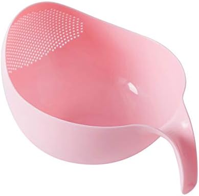Rice Washing Filter Strainer Basket Colander Sieve Fruit Vegetable Bowl Drainer Cleaning Tools Home Kitchen Kit (S, Pink)