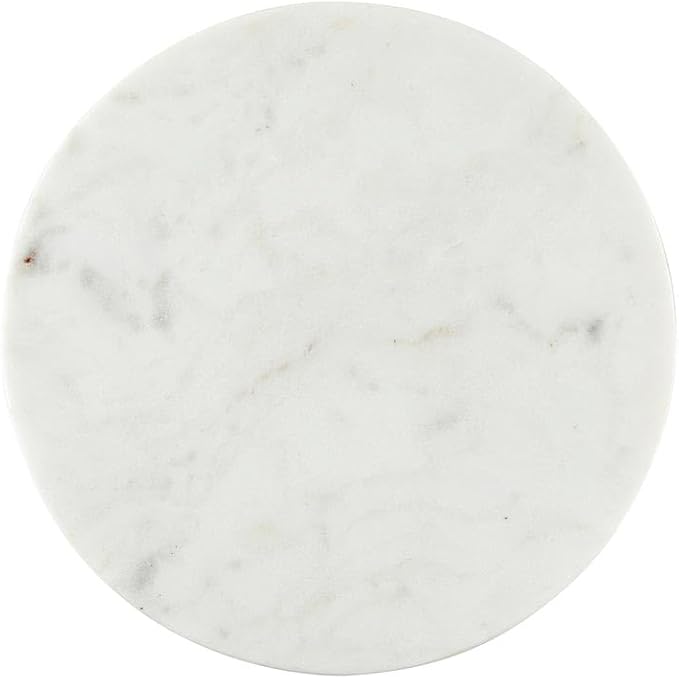 Santa Barbara Design Studio Marble Serving Board Strong Stone Round Footed Tray, 10" Diameter, White