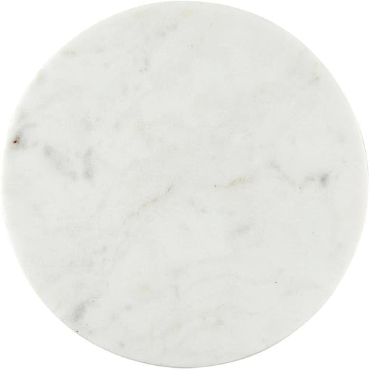 Santa Barbara Design Studio Marble Serving Board Strong Stone Round Footed Tray, 10" Diameter, White