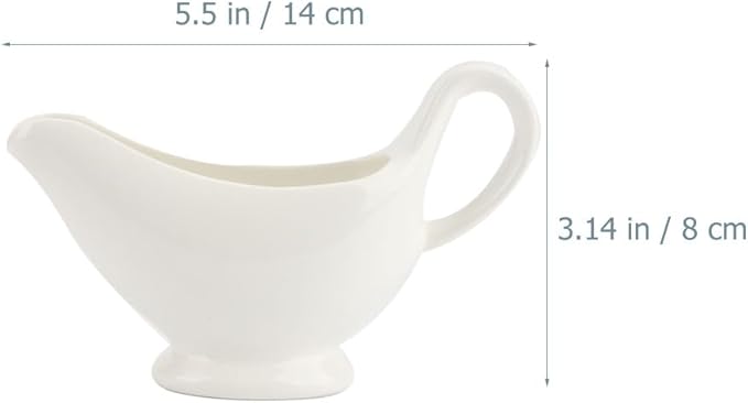 Sewroro 2pcs Ceramic Gravy Boats Sauce Bowls with Handle White Porcelain Serving Bowls for Kitchen Condiments (size 2)
