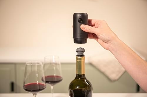 Vacu Vin Electric Wine Saver with 2 Vacuum Bottle Stoppers – Automatic Wine Preserver Pump – Rechargeable Wine Sealer – Airtight Vacuum Seal – Keeps Wine Fresh Longer with One-Touch Operation