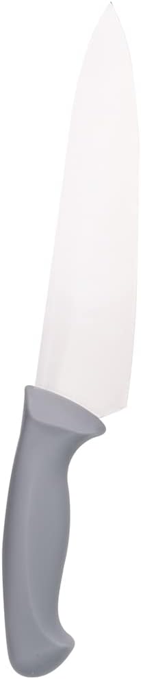Restaurantware Comfy Grip 8 Inch Chef's Knife 1 Sharp Kitchen Knife - Ergonomic Handle Non-Slip Grip Gray Stainless Steel Cook's Knife Dishwashable Slice Dice Mince or Chop Ingredients