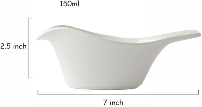 Sizikato 4pcs Bird-Shaped Pure White Porcelain Easy Pour Gravy Sauce Boat Creamer Pitcher. 5 Oz